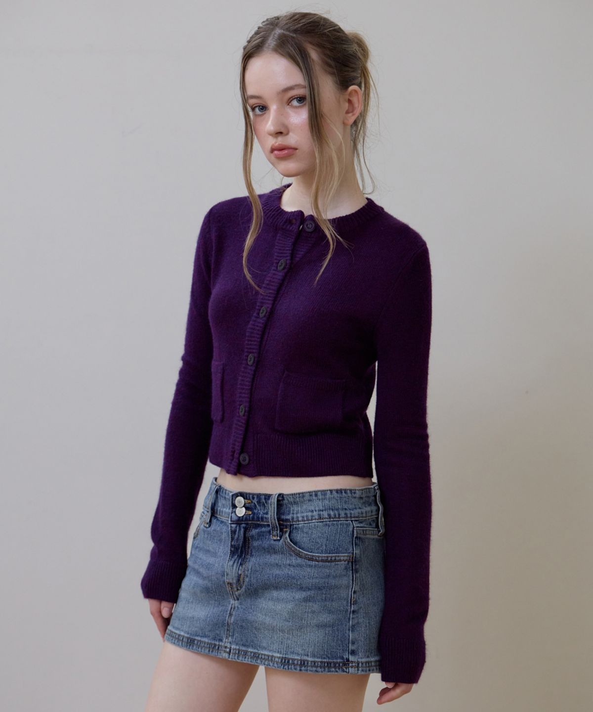 로제프란츠(ROSEFRANTZ) Double Pocket Cardigan [Purple]