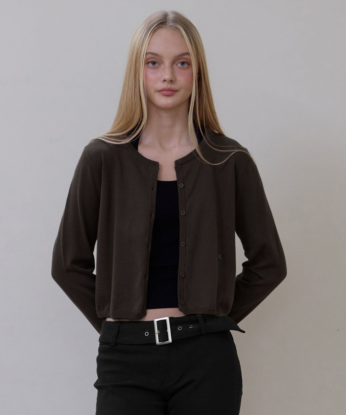 로제프란츠(ROSEFRANTZ) Basic Round Cardigan [Brown]