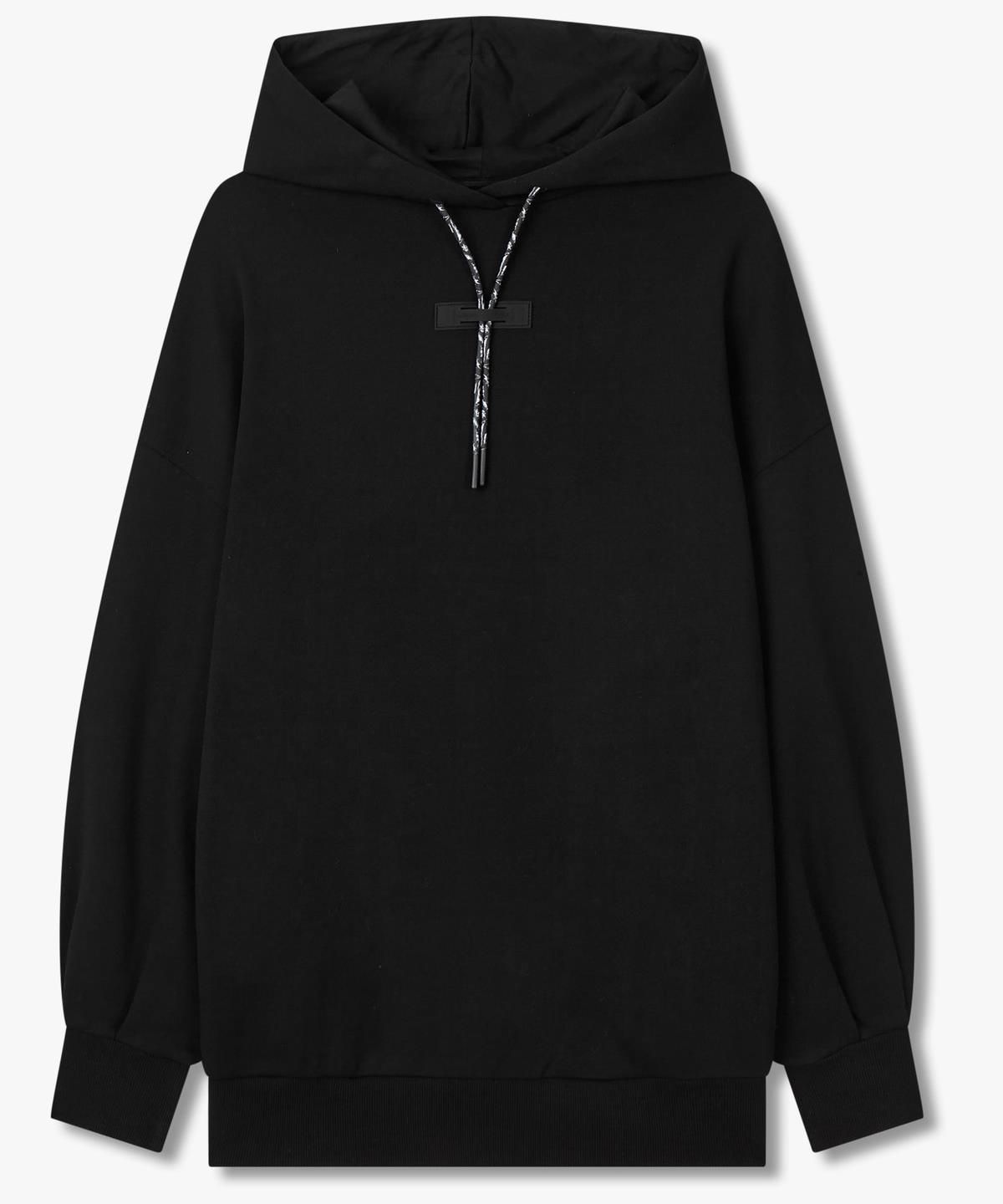 아르마니 익스체인지(ARMANI EXCHANGE) 여성 드롭 숄더 프린트 스트링 후디 _블랙_A425331504