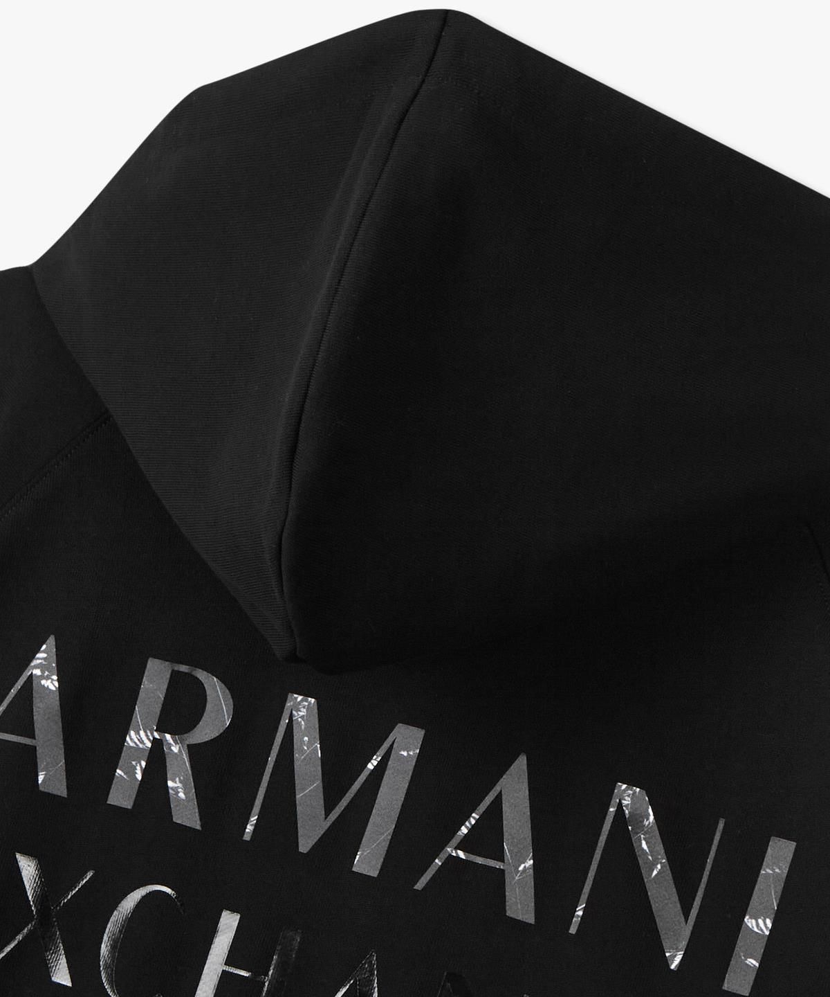 아르마니 익스체인지(ARMANI EXCHANGE) 여성 드롭 숄더 프린트 스트링 후디 _블랙_A425331504