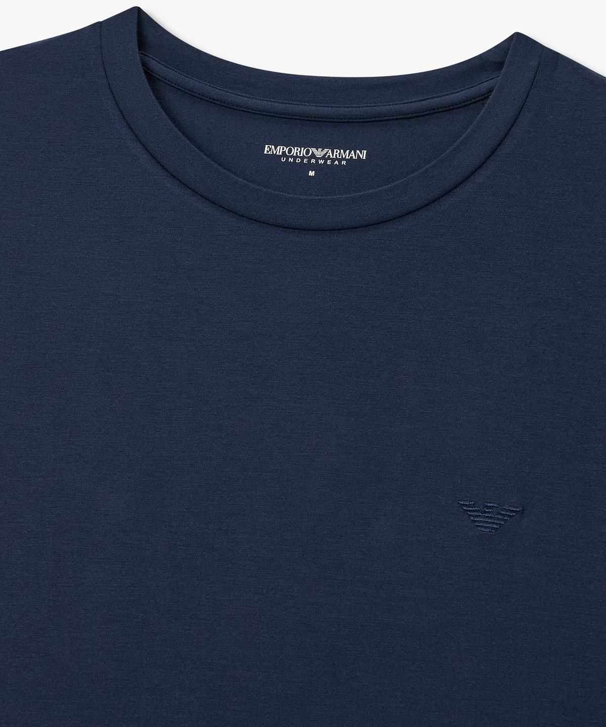 엠포리오 아르마니 언더웨어(EMPORIO ARMANI UNDERWEAR) 남성 레이온 블렌드 라운지 티셔츠_네이비 0816336010