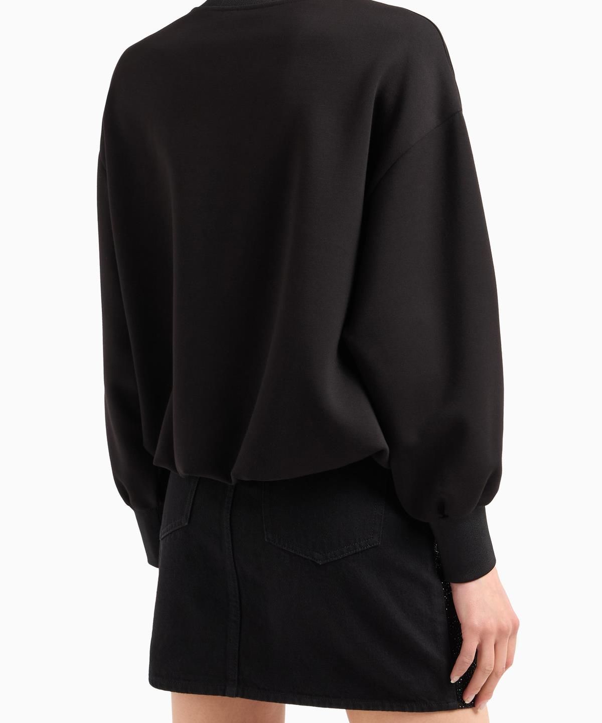 아르마니 익스체인지(ARMANI EXCHANGE) 여성 핫픽스 로고 벌룬 스웨트 셔츠 _블랙_A424331508