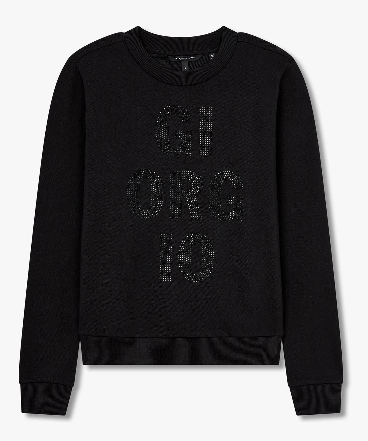 아르마니 익스체인지(ARMANI EXCHANGE) 여성 핫픽스 레터링 스웨트 셔츠 _블랙_A425331511