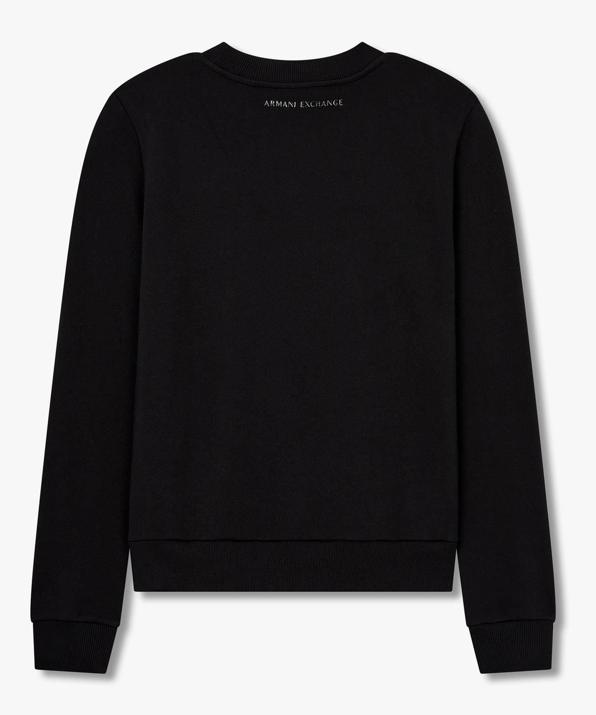 아르마니 익스체인지(ARMANI EXCHANGE) 여성 핫픽스 레터링 스웨트 셔츠 _블랙_A425331511