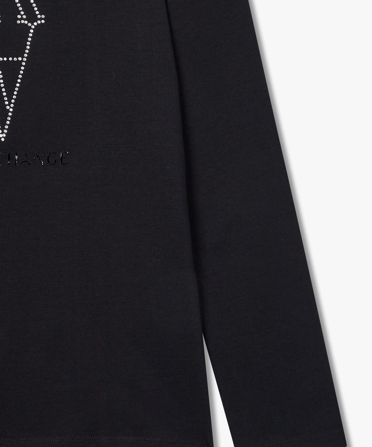 아르마니 익스체인지(ARMANI EXCHANGE) 여성 핫픽스 로고 스트레치 티셔츠 _블랙_A424330503