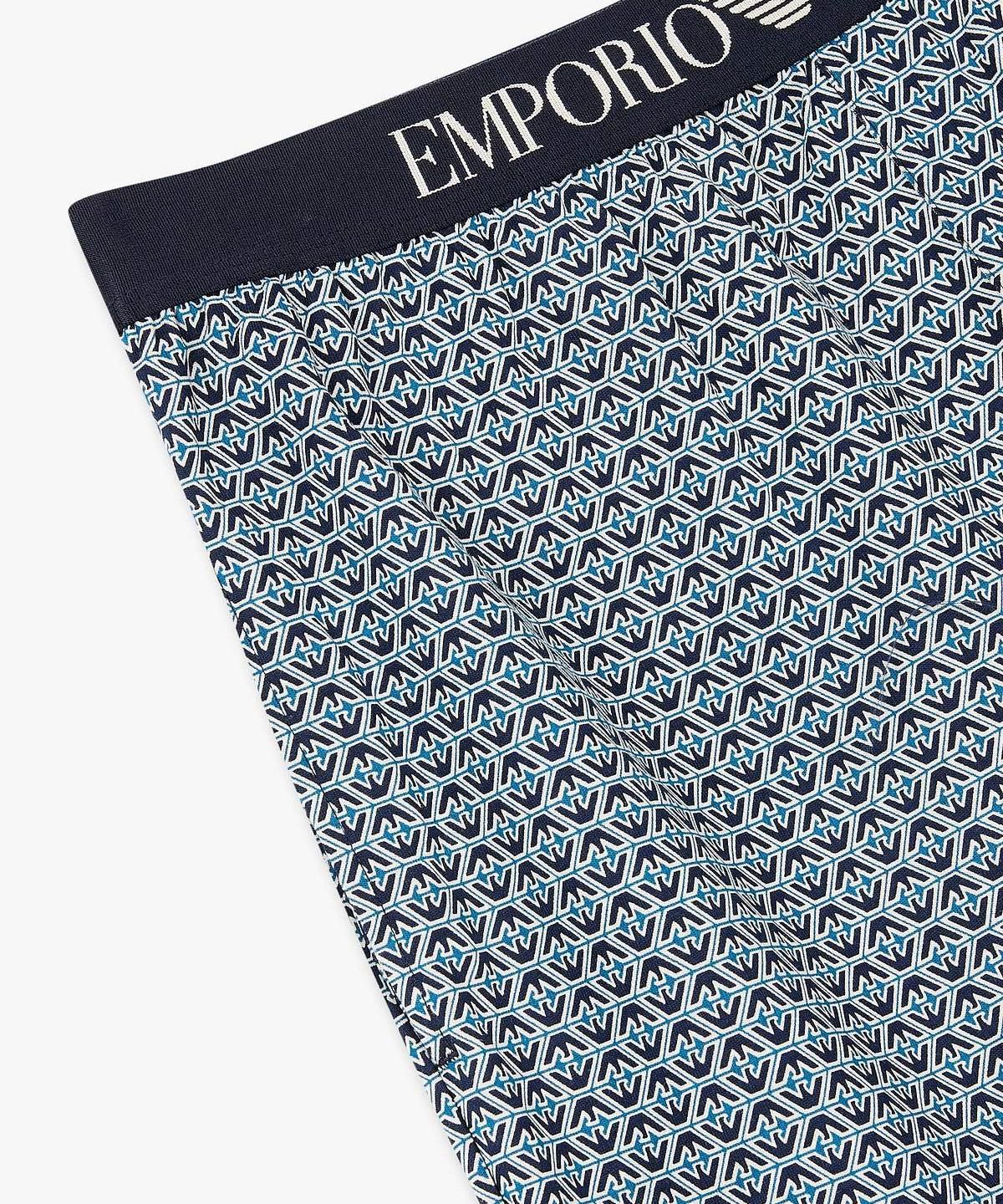 엠포리오 아르마니 언더웨어(EMPORIO ARMANI UNDERWEAR) 남성 올오버 패턴 파자마 버뮤다 팬츠_블루 0816331003