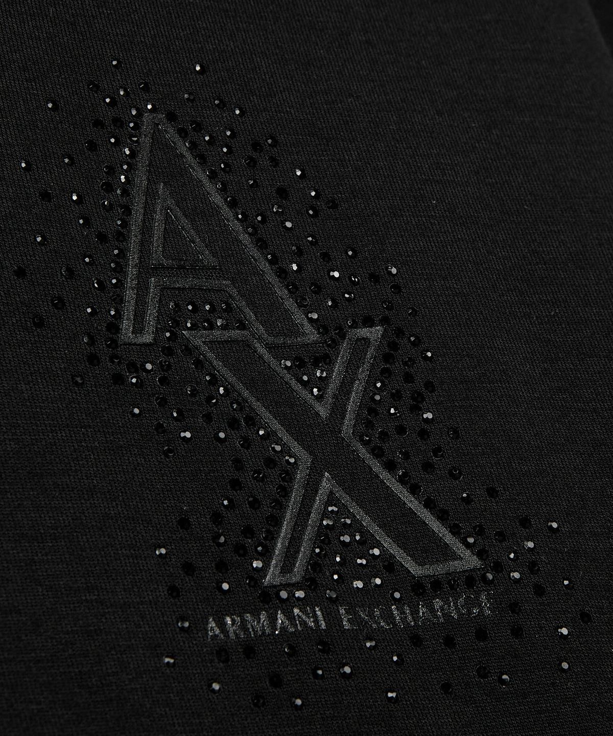 아르마니 익스체인지(ARMANI EXCHANGE) 여성 핫픽스 브이넥 티셔츠 _블랙_A425131504