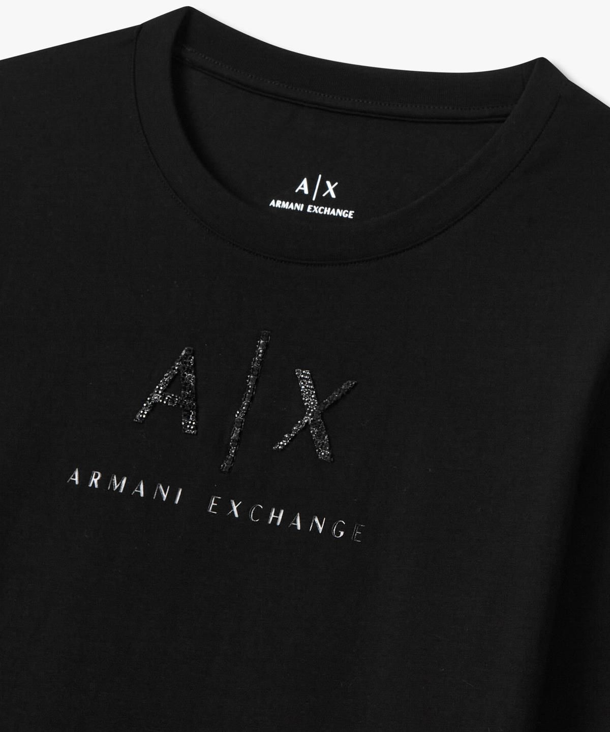 아르마니 익스체인지(ARMANI EXCHANGE) 여성 스트레치 롱 슬리브 티셔츠 _블랙_A425330506