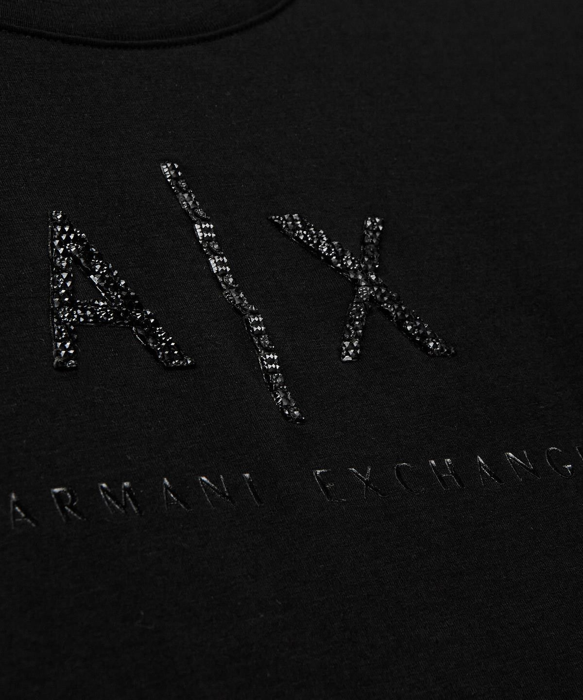 아르마니 익스체인지(ARMANI EXCHANGE) 여성 스트레치 롱 슬리브 티셔츠 _블랙_A425330506