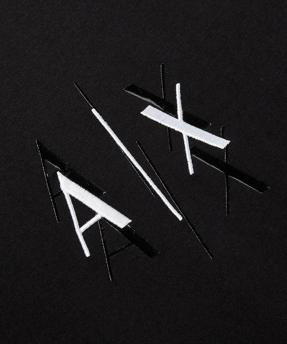 아르마니 익스체인지(ARMANI EXCHANGE) 여성 오버랩 로고 디테일 티셔츠 _블랙_A425330507