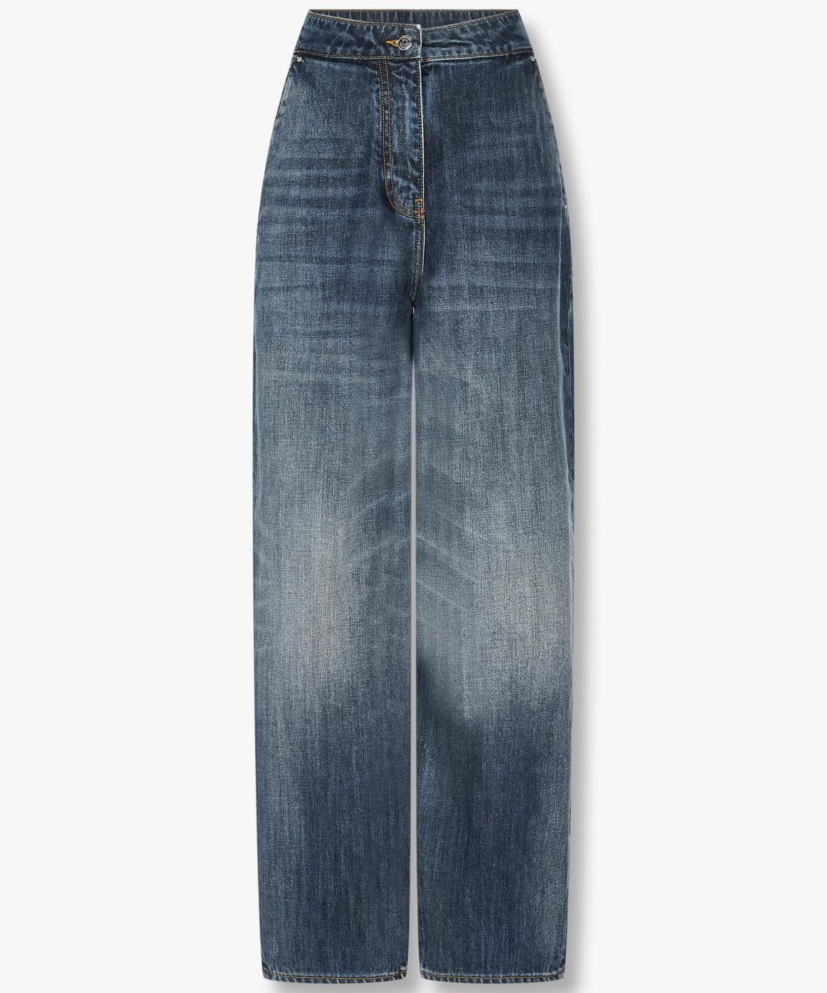 아르마니 익스체인지(ARMANI EXCHANGE) 여성 백 로고 프린트 보이프렌드 데님 진 _다크 블루_A424341505