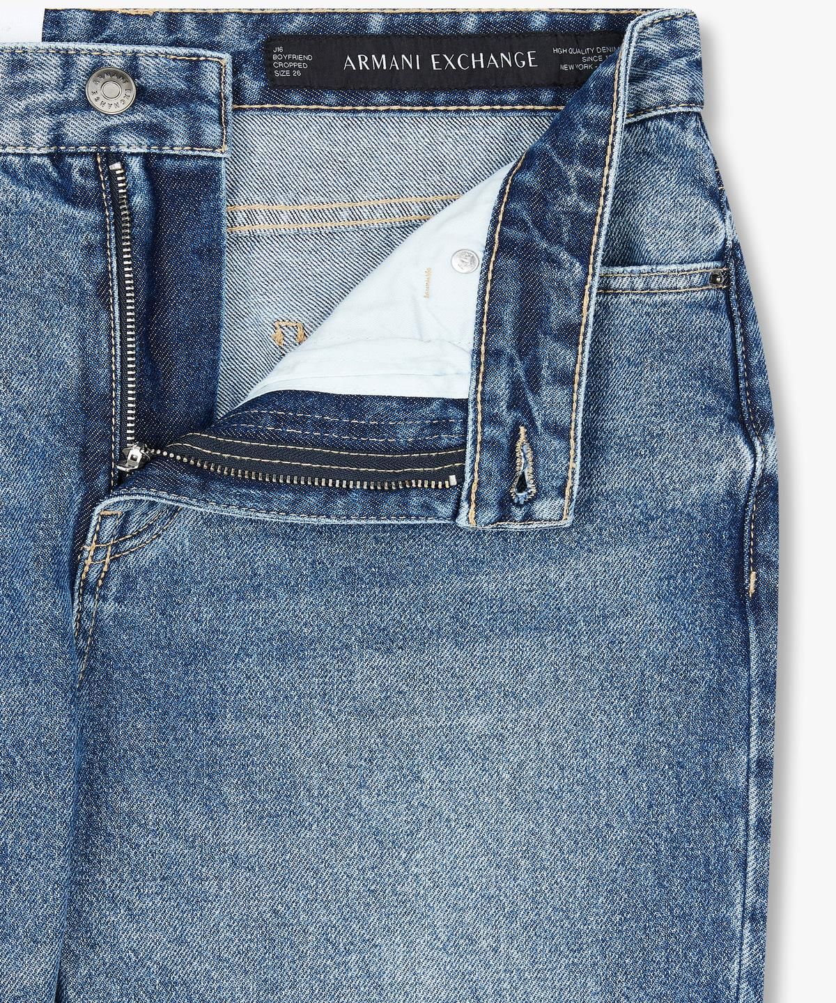 아르마니 익스체인지(ARMANI EXCHANGE) 여성 보이프렌드 크롭 데님 팬츠 _블루_A425140500