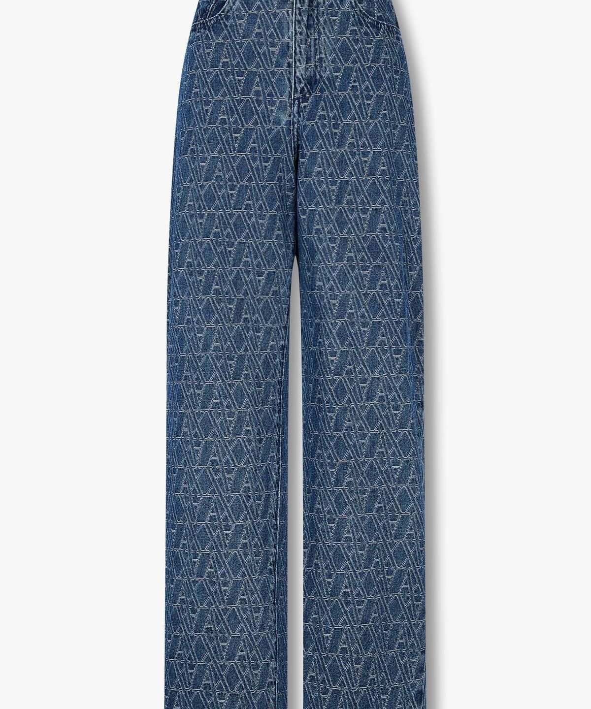 아르마니 익스체인지(ARMANI EXCHANGE) 여성 로고 패턴 릴랙스트 핏 데님 팬츠 _블루_A425140503