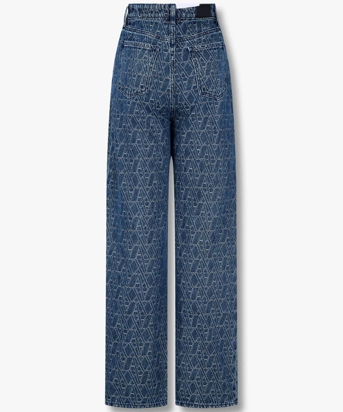 아르마니 익스체인지(ARMANI EXCHANGE) 여성 로고 패턴 릴랙스트 핏 데님 팬츠 _블루_A425140503