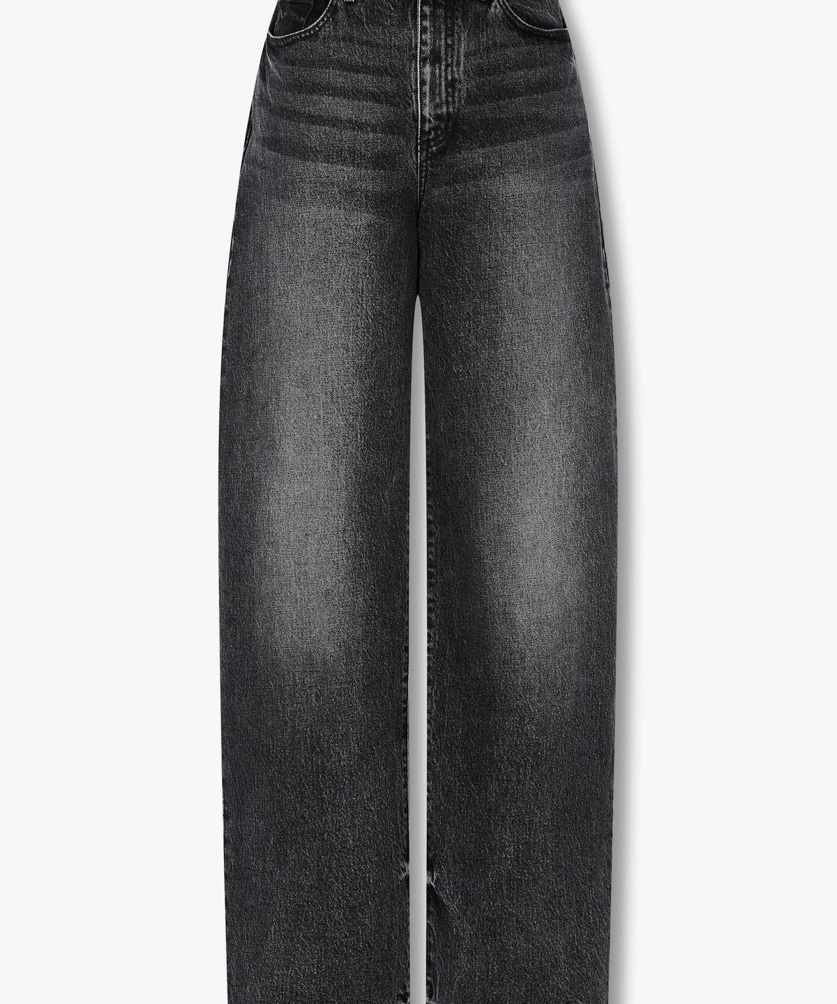 아르마니 익스체인지(ARMANI EXCHANGE) 여성 워시드 하리라이즈 데님 팬츠 _블랙_A425340507