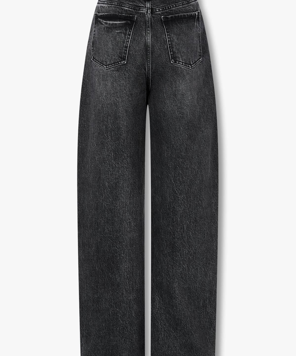 아르마니 익스체인지(ARMANI EXCHANGE) 여성 워시드 하리라이즈 데님 팬츠 _블랙_A425340507