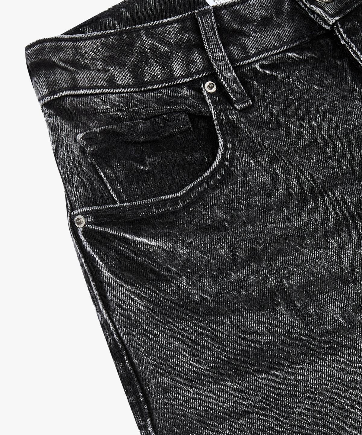 아르마니 익스체인지(ARMANI EXCHANGE) 여성 워시드 하리라이즈 데님 팬츠 _블랙_A425340507