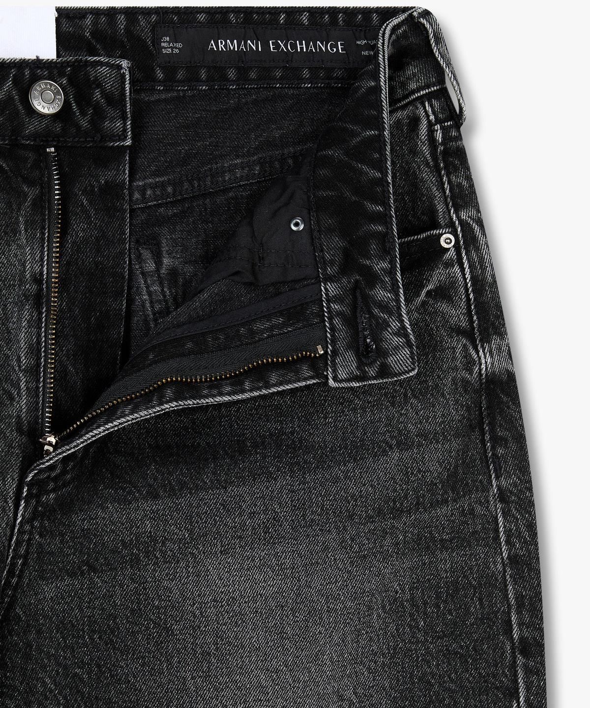 아르마니 익스체인지(ARMANI EXCHANGE) 여성 워시드 하리라이즈 데님 팬츠 _블랙_A425340507