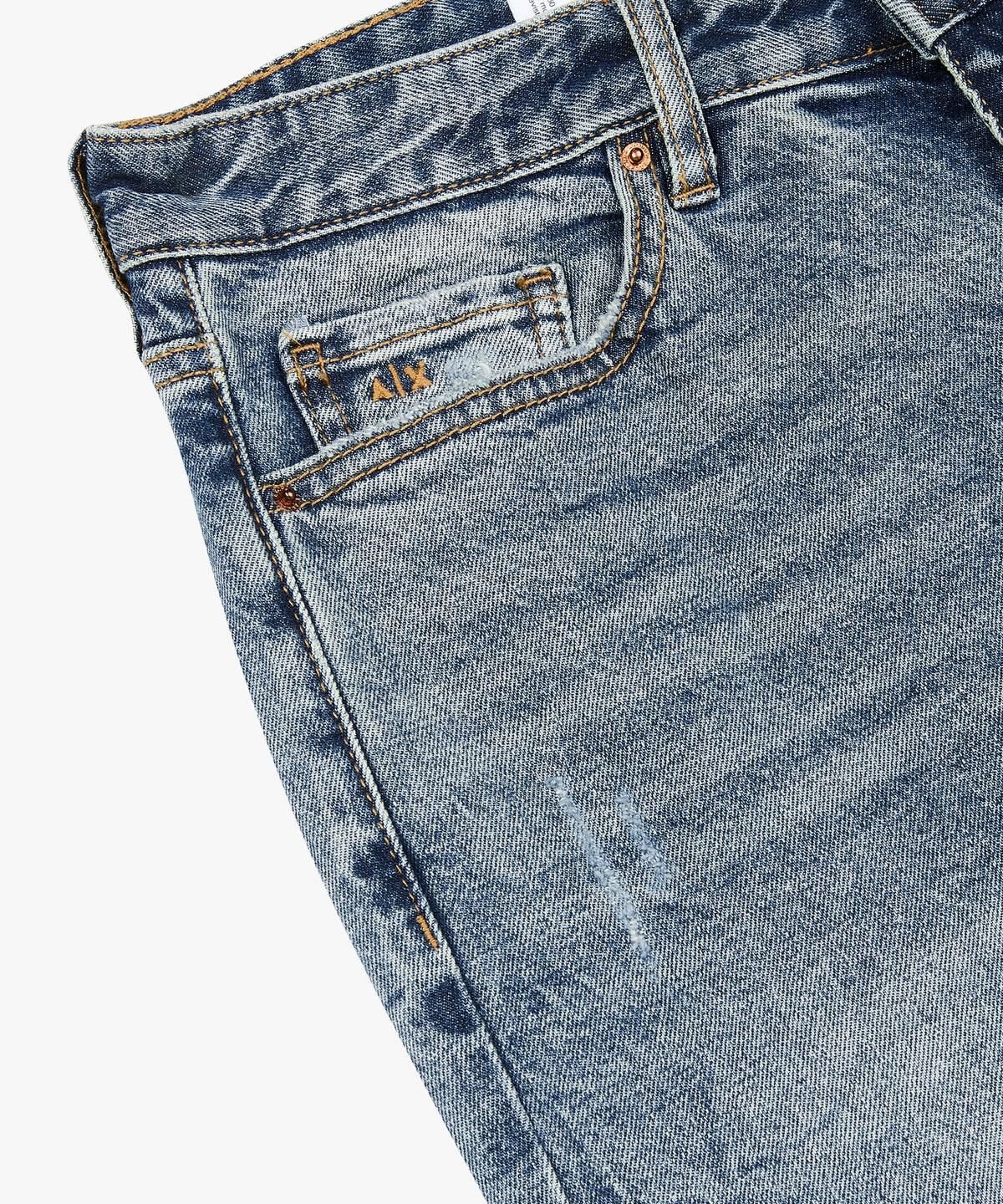 아르마니 익스체인지(ARMANI EXCHANGE) 여성 미드라이즈 크롭드 데님 팬츠 _블루_A425340503