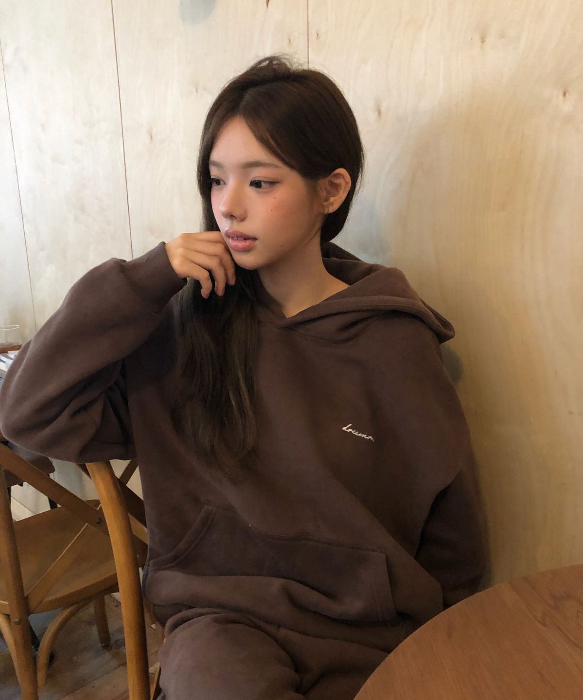 드리머(DREEMR) 중량담요 오버사이즈 후드티 코코아 브라운