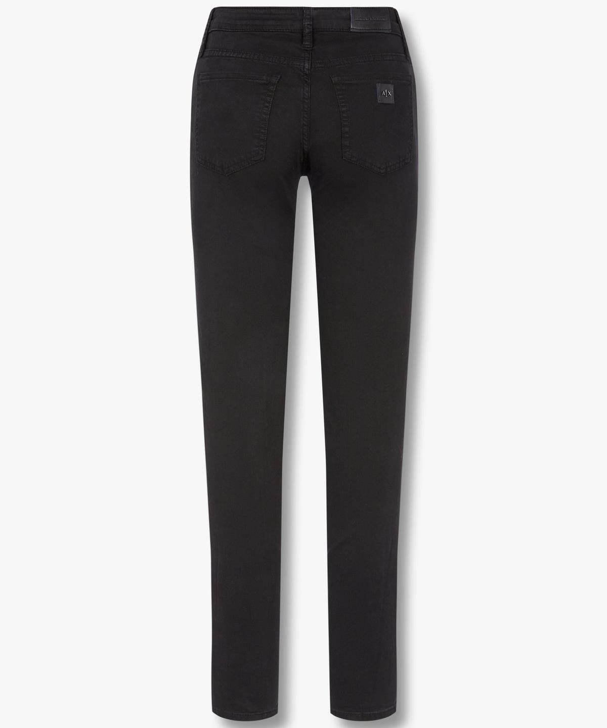 아르마니 익스체인지(ARMANI EXCHANGE) 여성 로고 레더 패치 데님 진 _블랙_A424340500