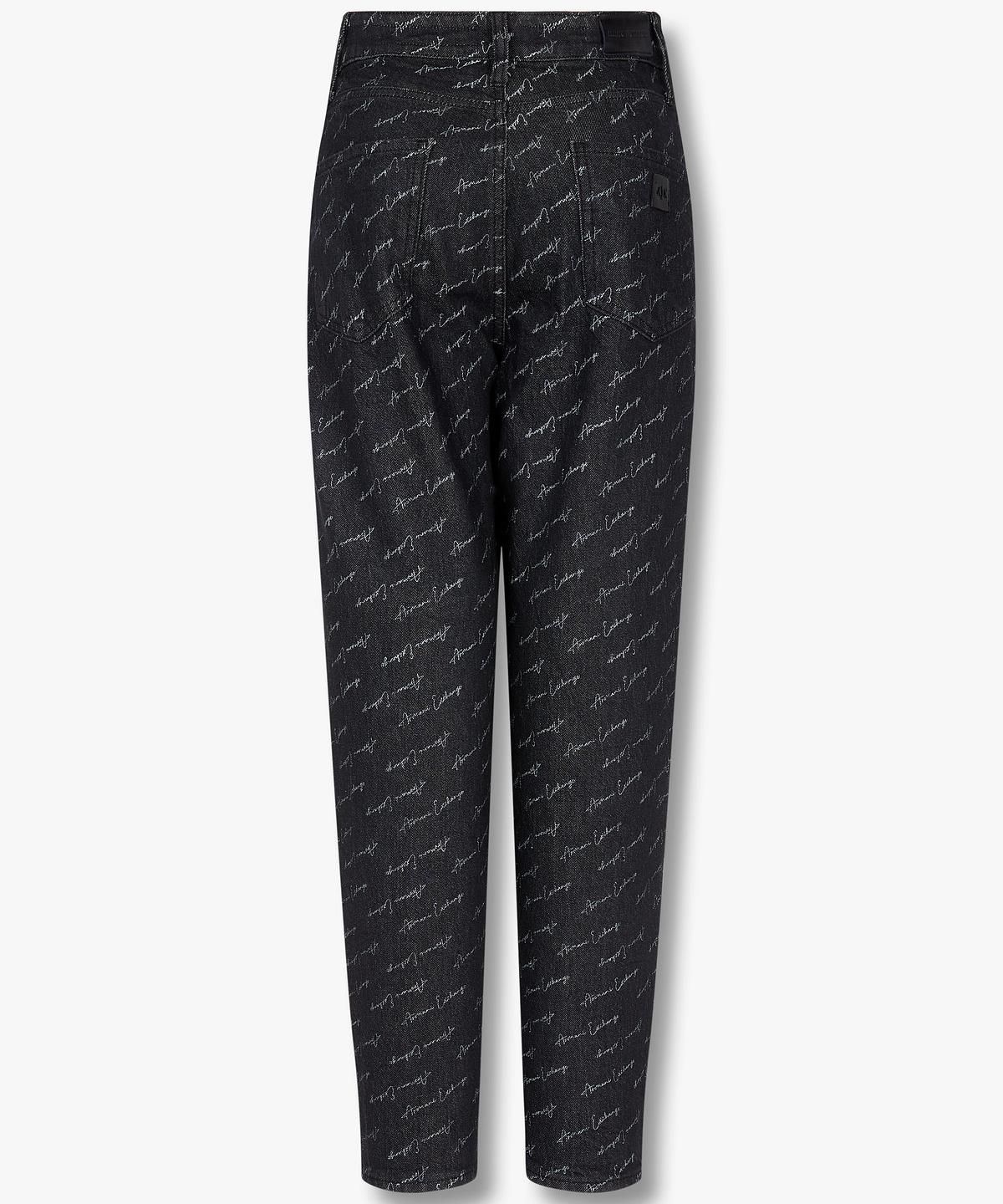 아르마니 익스체인지(ARMANI EXCHANGE) 여성 로고 패턴 생지 데님 진 _블랙_A424340505