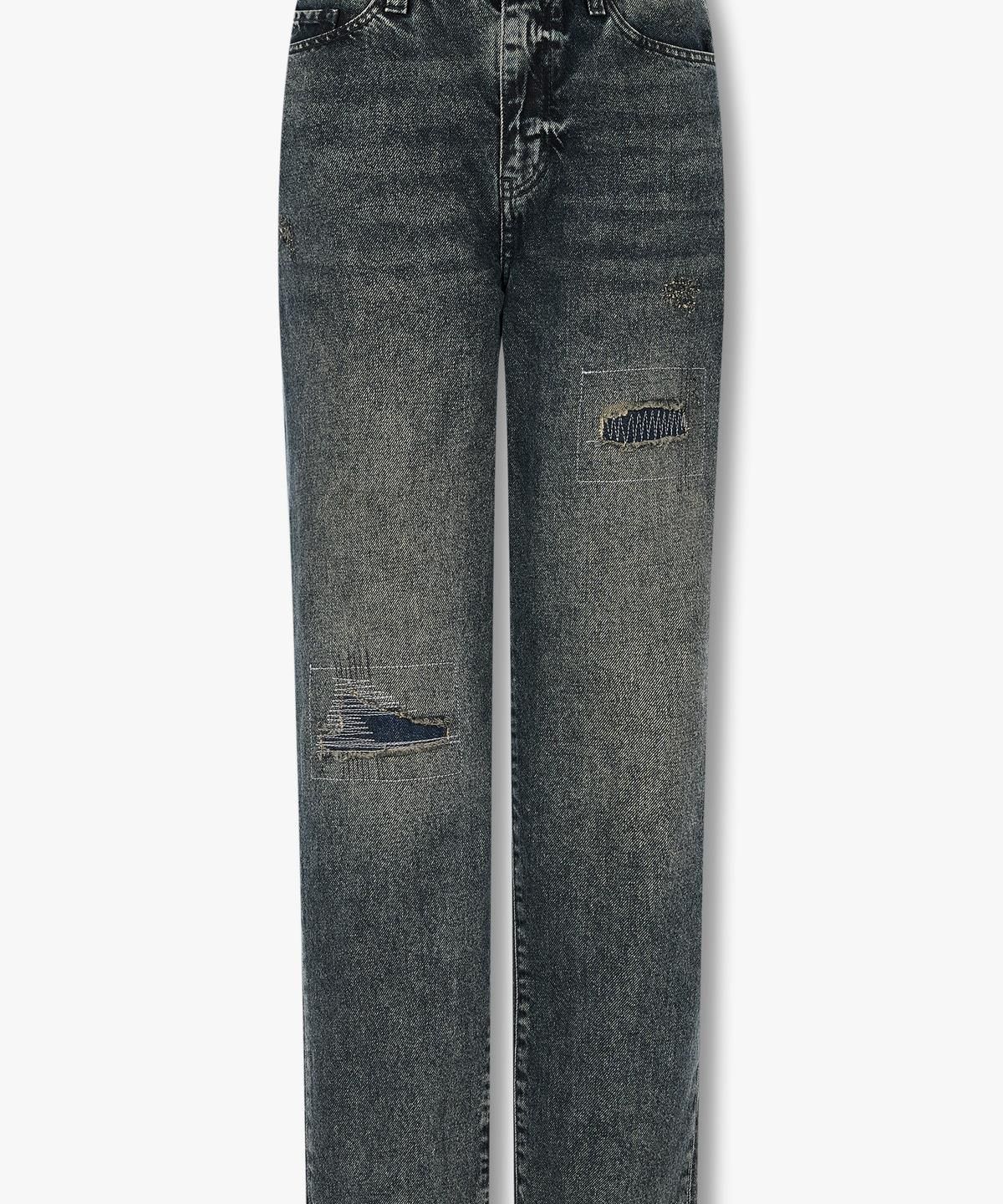 아르마니 익스체인지(ARMANI EXCHANGE) 여성 패치 디테일 보이프렌드 데님 팬츠 _다크블루_A425340501