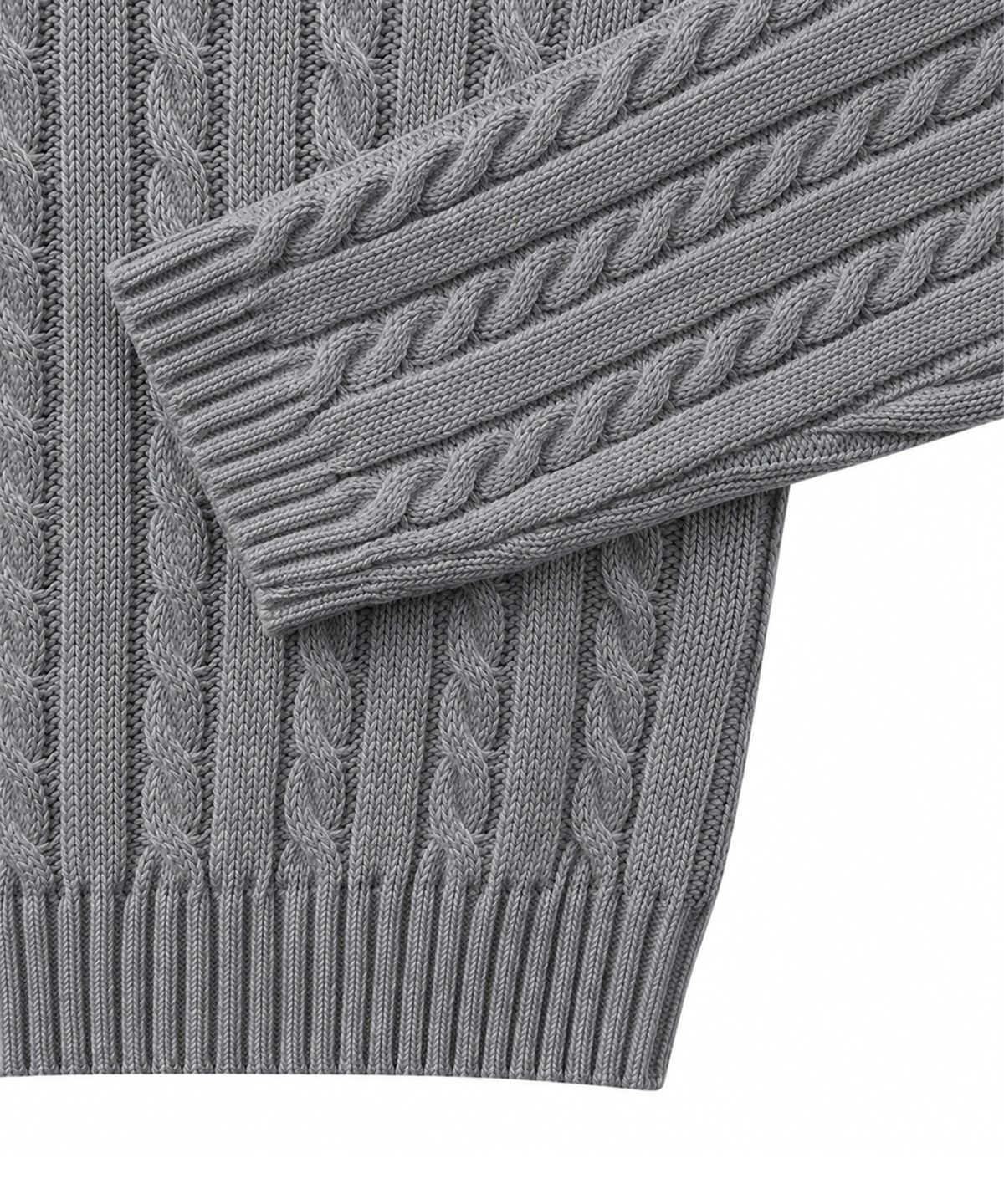 무아무아(MUAHMUAH) 엠브로이더리 케이블 라운드 니트 [멜란지]