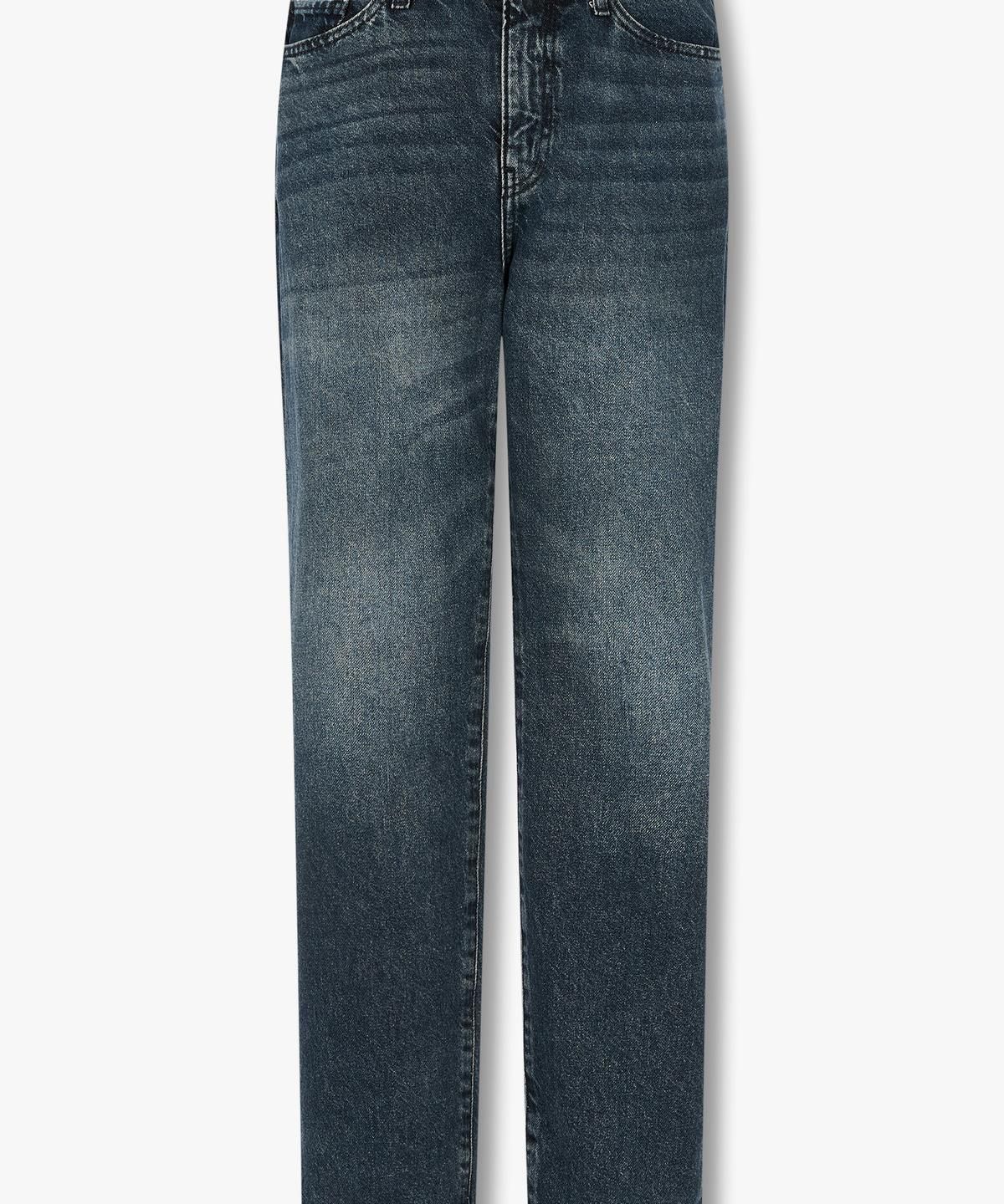 아르마니 익스체인지(ARMANI EXCHANGE) 여성 워싱 디테일 크롭 데님 팬츠 _다크블루_A425340504