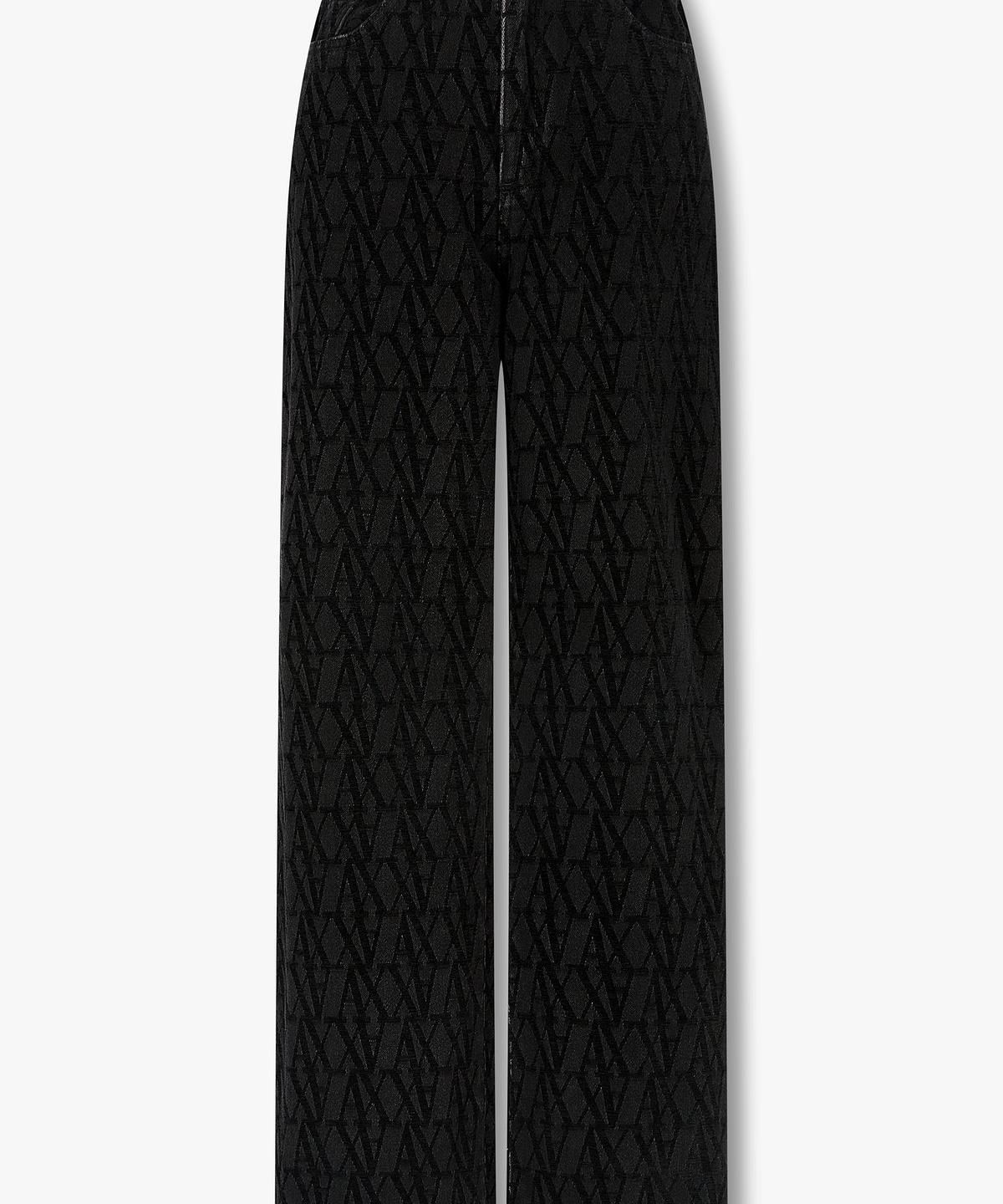아르마니 익스체인지(ARMANI EXCHANGE) 여성 로고 패턴 하이라이즈 릴렉스트 진 _블랙_A425340508