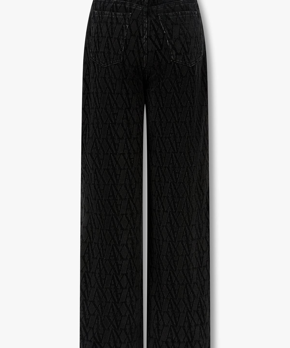 아르마니 익스체인지(ARMANI EXCHANGE) 여성 로고 패턴 하이라이즈 릴렉스트 진 _블랙_A425340508