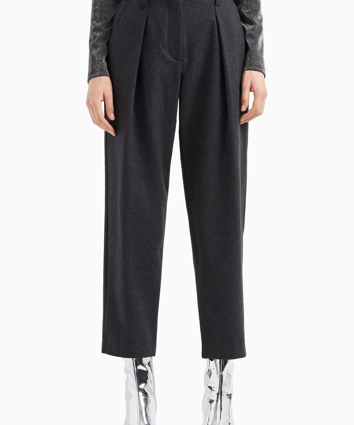 아르마니 익스체인지(ARMANI EXCHANGE) 여성 울 블렌드 원 턱 플리츠 팬츠 _다크 그레이_A424341508