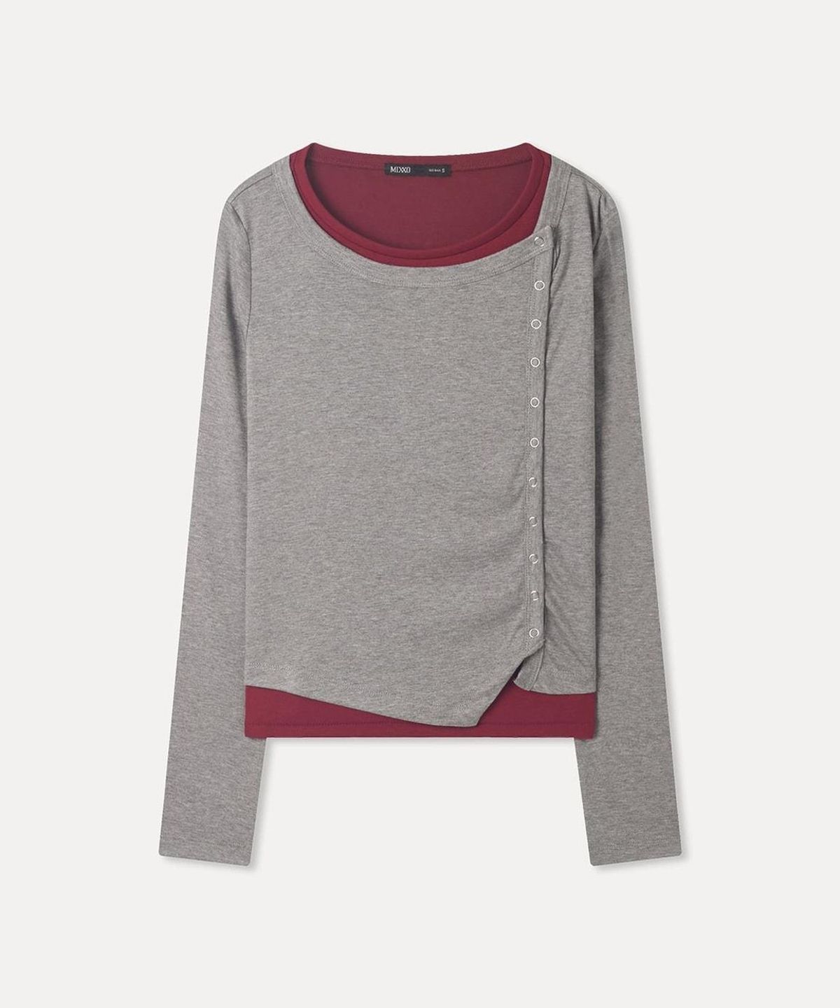 미쏘(MIXXO) 버튼 레이어드 긴팔 티셔츠_MIWLWG912A