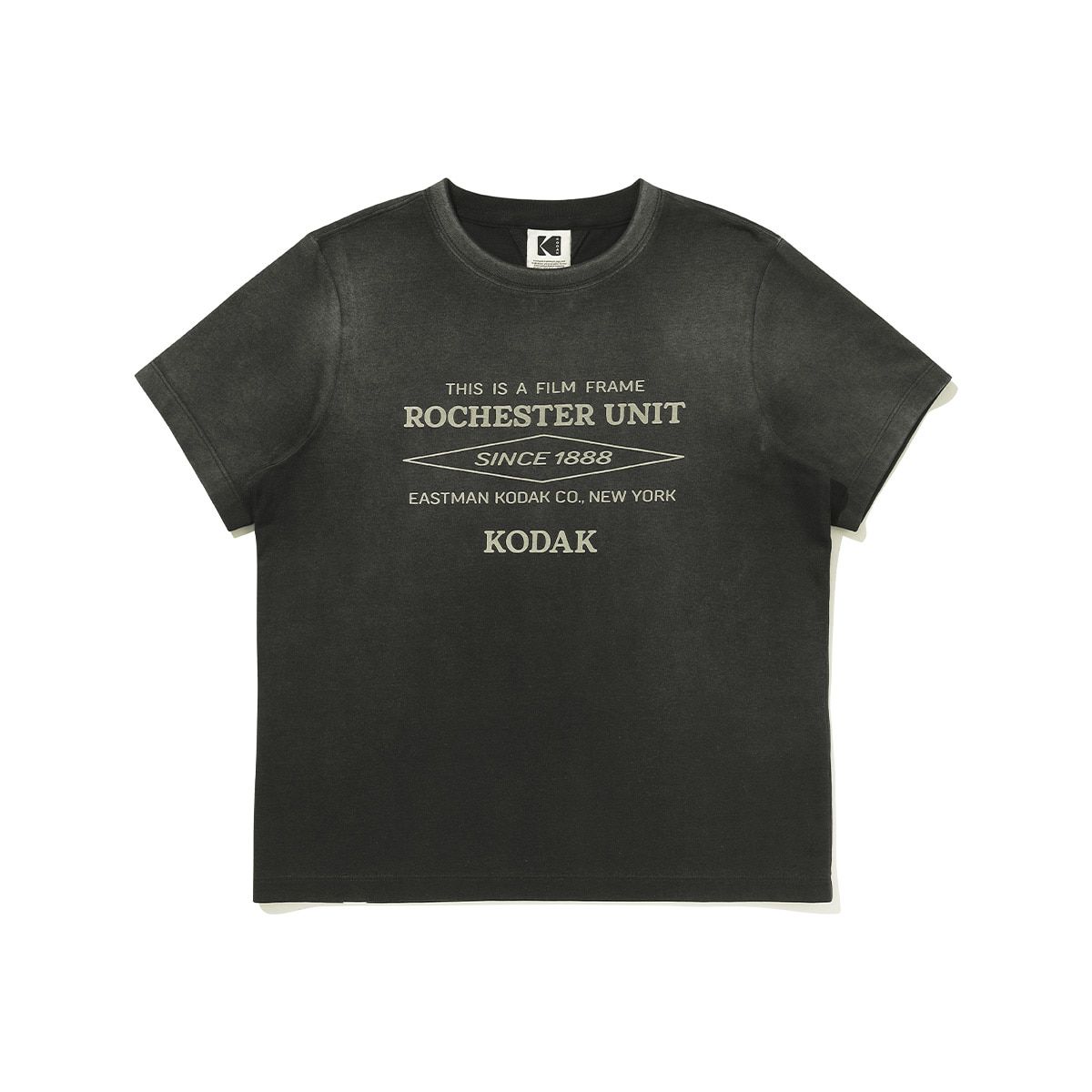 코닥(KODAK) 플래시 블러워싱 반팔 티셔츠 우먼 CHARCOAL