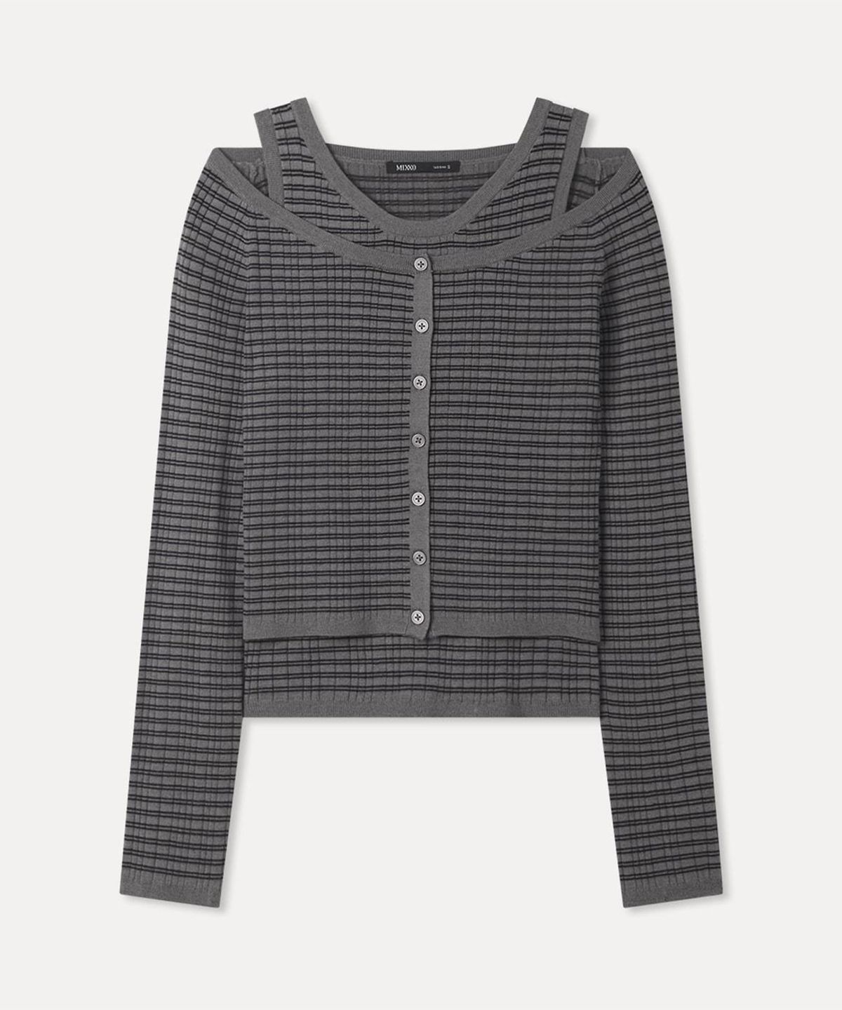 미쏘(MIXXO) 나시 레이어드 오프숄더 니트_MIWCKG903T