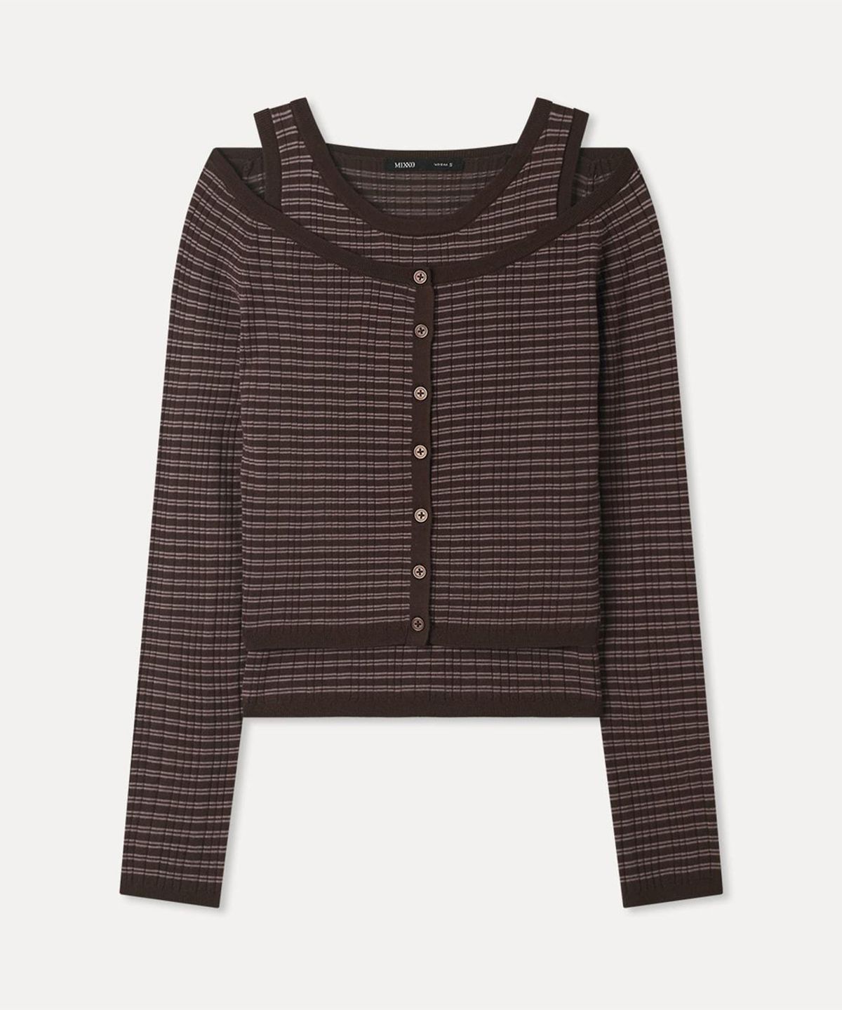 미쏘(MIXXO) 나시 레이어드 오프숄더 니트_MIWCKG903T
