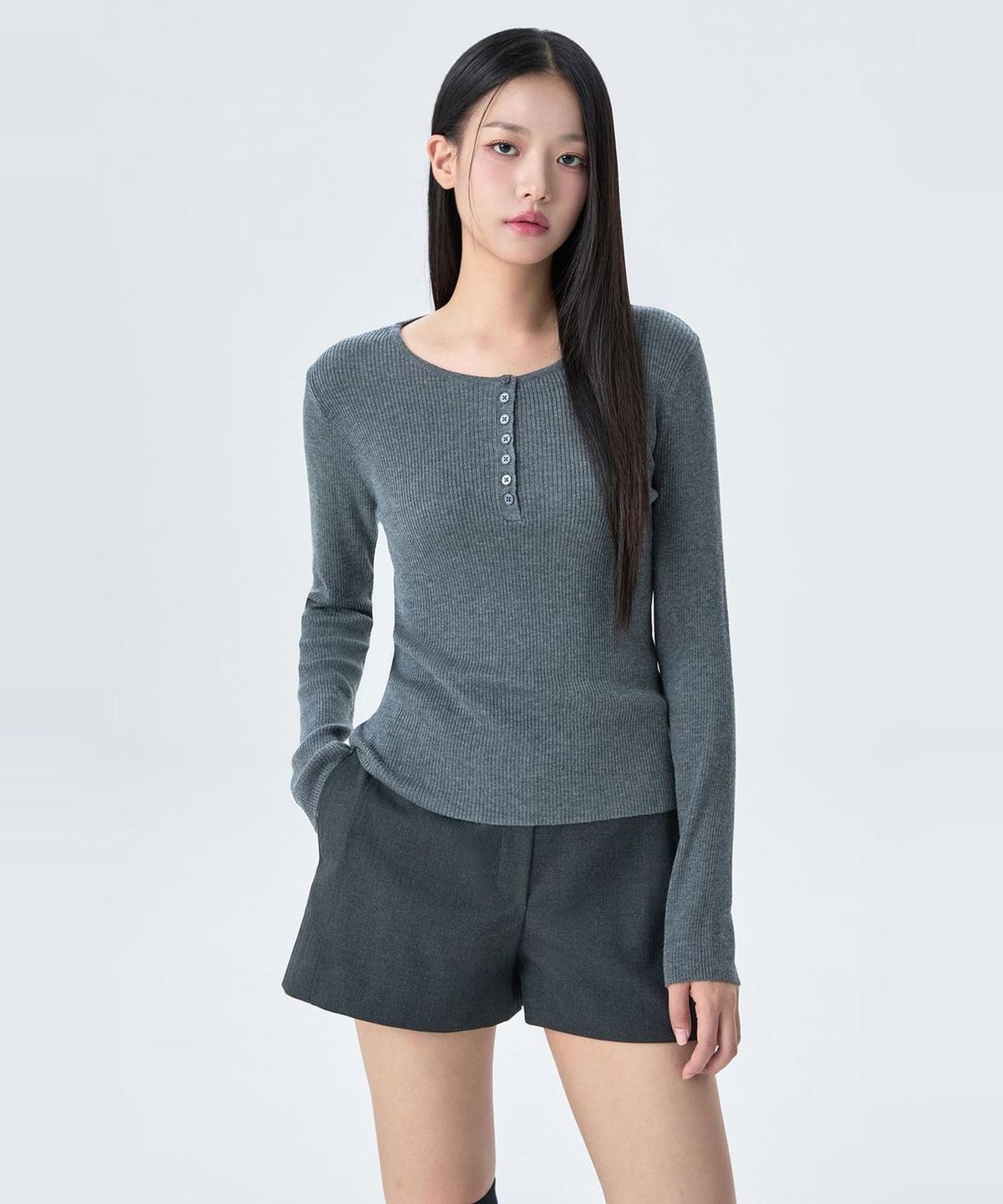미쏘(MIXXO) [에센셜] 헨리넥 골지 니트_MIWKAG936T