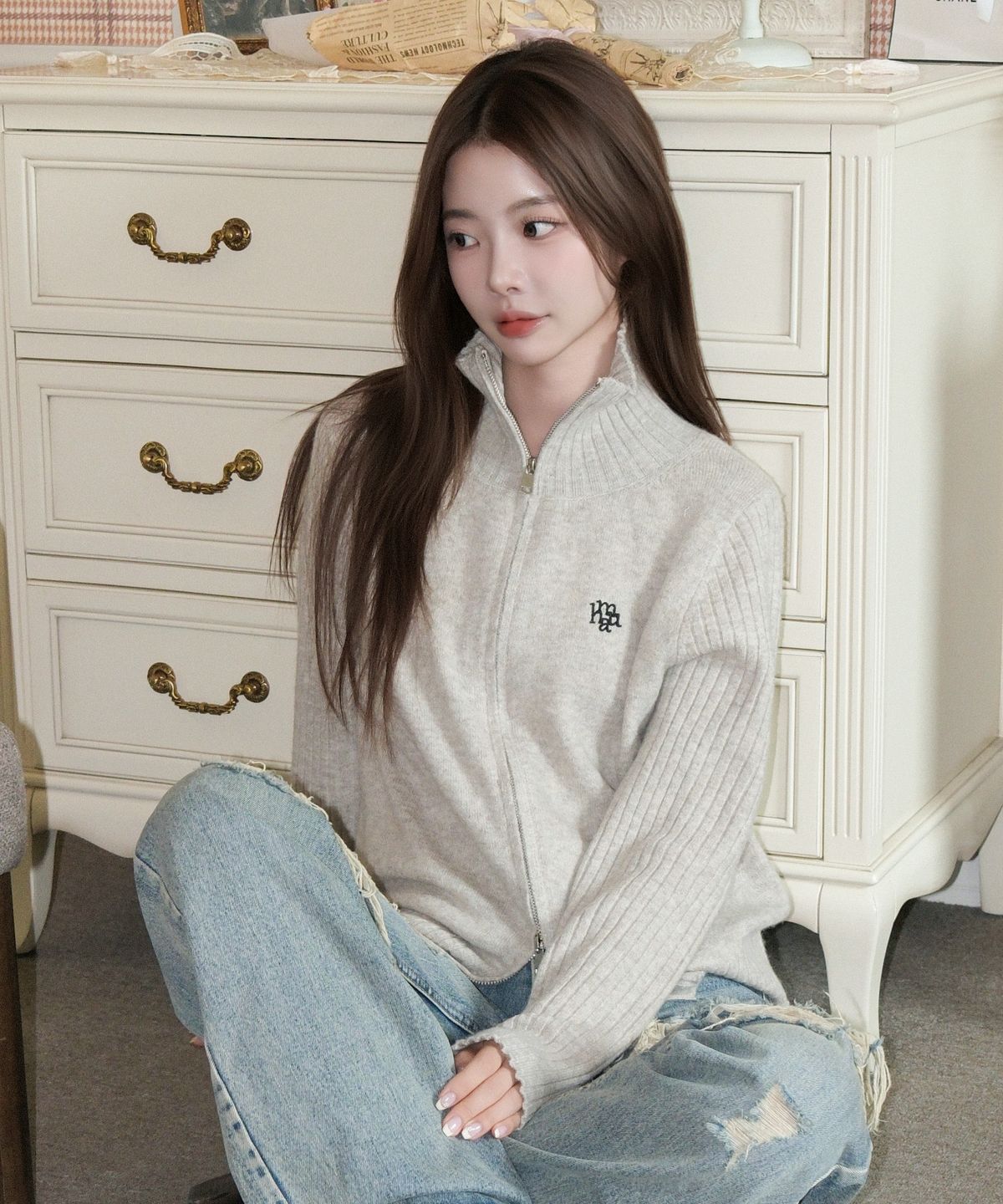무아무아(MUAHMUAH) 울 브러쉬 니트 집업 [오트밀]