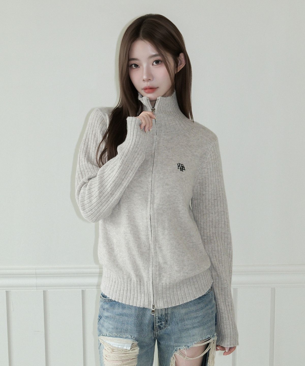 무아무아(MUAHMUAH) 울 브러쉬 니트 집업 [오트밀]