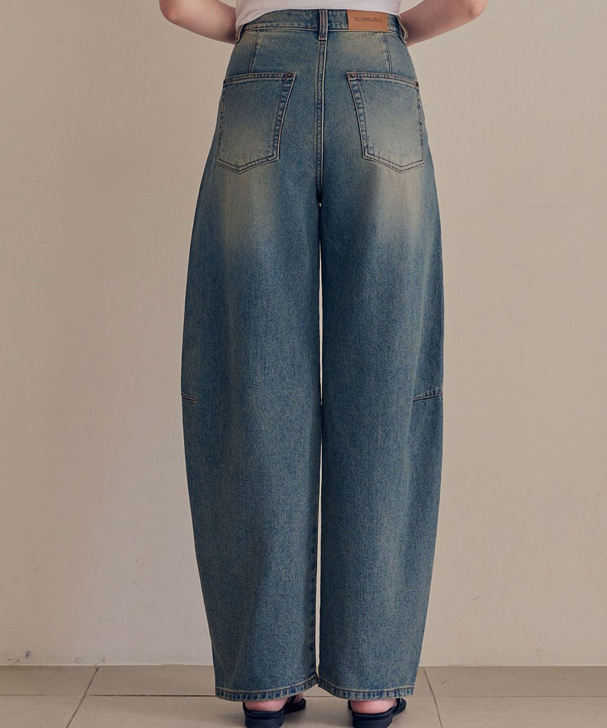 슬로우롤리(SLOWLOLLI) Vintage wide denim_2 Colors