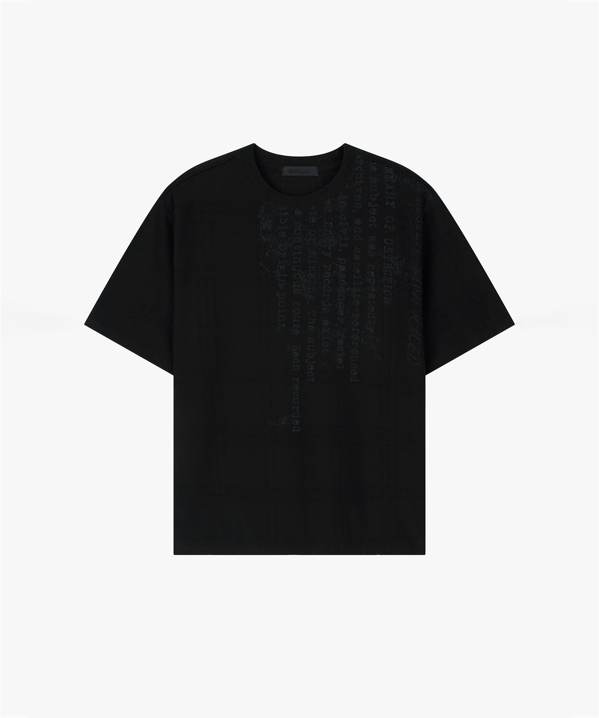 엔드릭스(EDLIX) Redact Check Jacquard T-Shirt (Black)