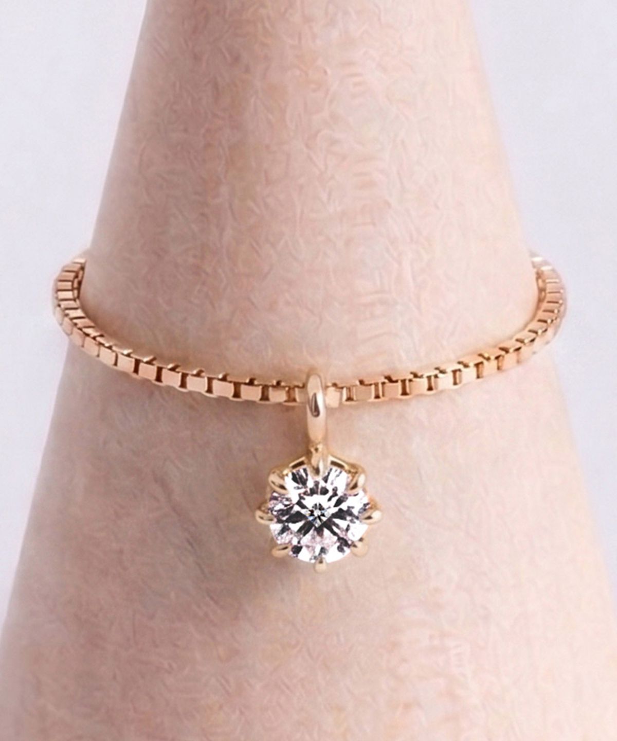 엘렌쥬얼리(HELENE JEWELRY) 14K 18K 랩 다이아몬드 타이니 박스 체인 금 반지