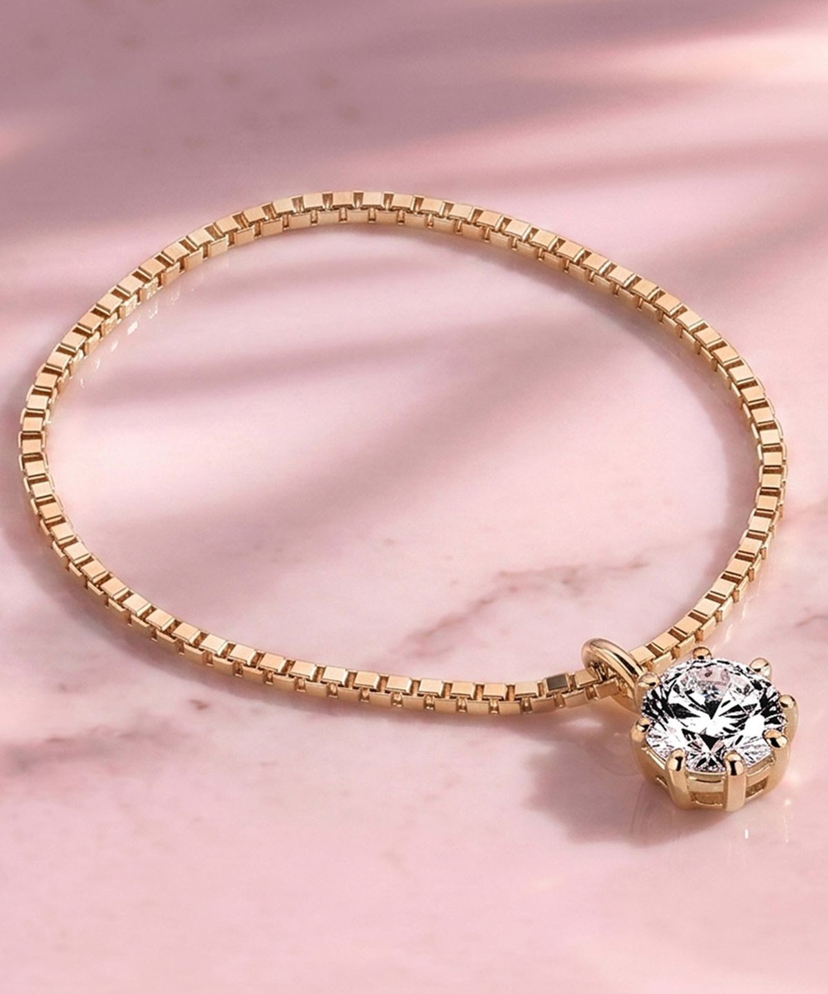 엘렌쥬얼리(HELENE JEWELRY) 14K 18K 랩 다이아몬드 타이니 박스 체인 금 반지