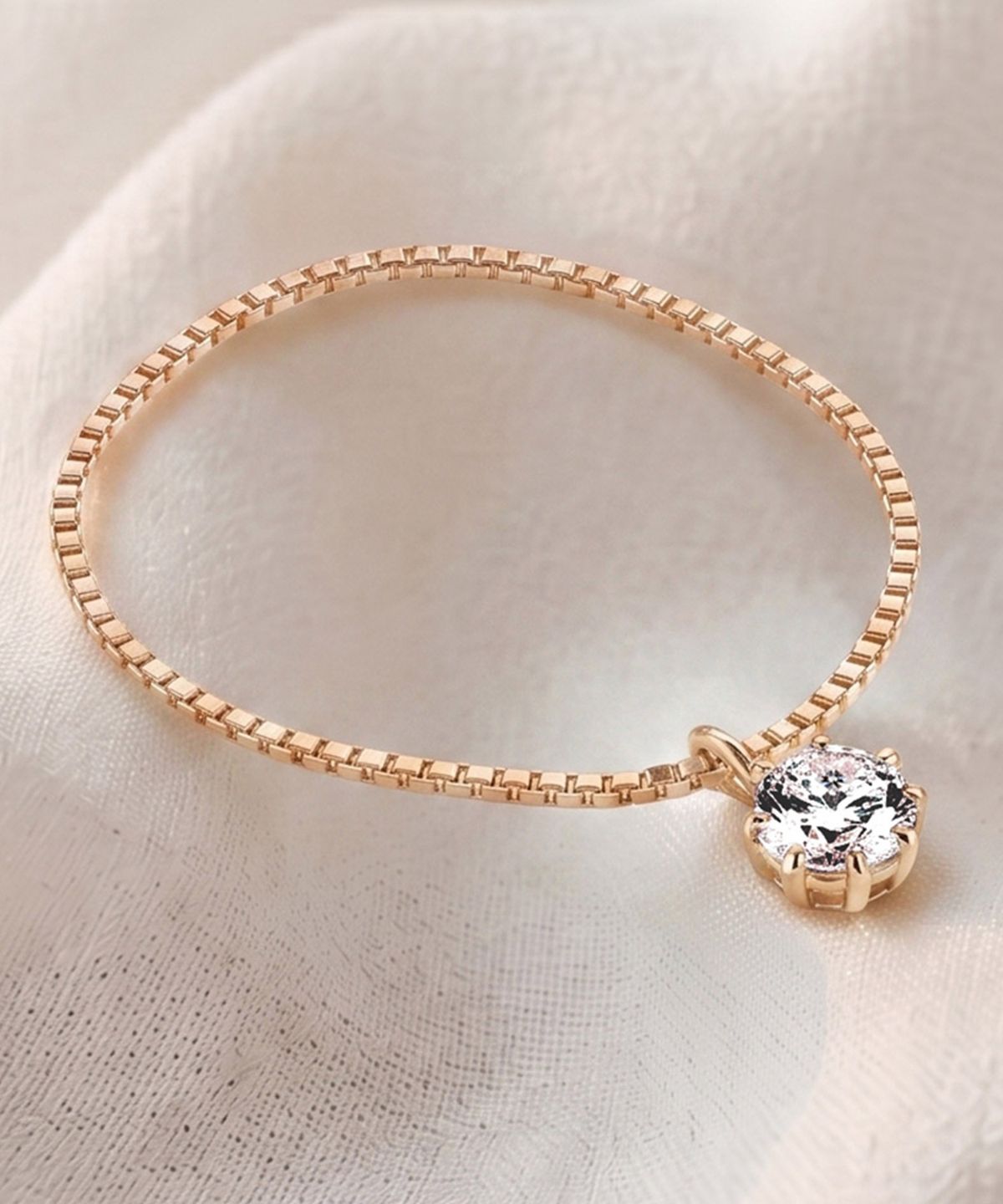 엘렌쥬얼리(HELENE JEWELRY) 14K 18K 랩 다이아몬드 타이니 박스 체인 금 반지