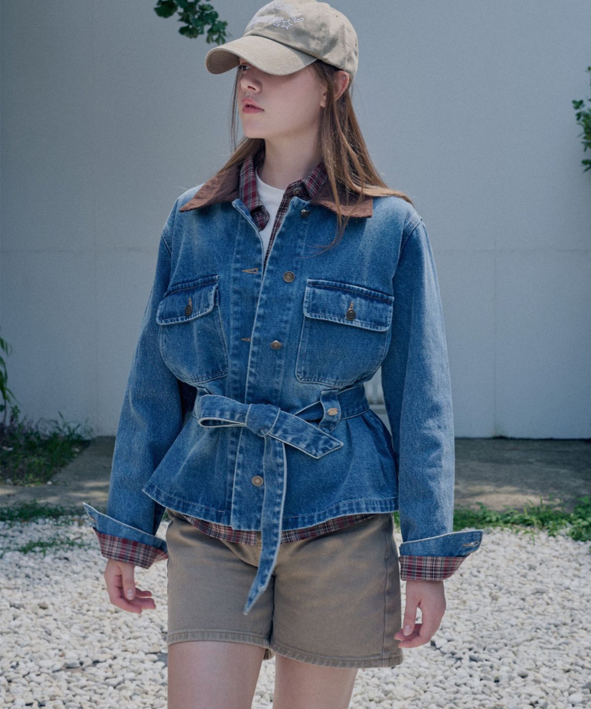 슬로우롤리(SLOWLOLLI) [5차] Belted denim jacket_2 Colors