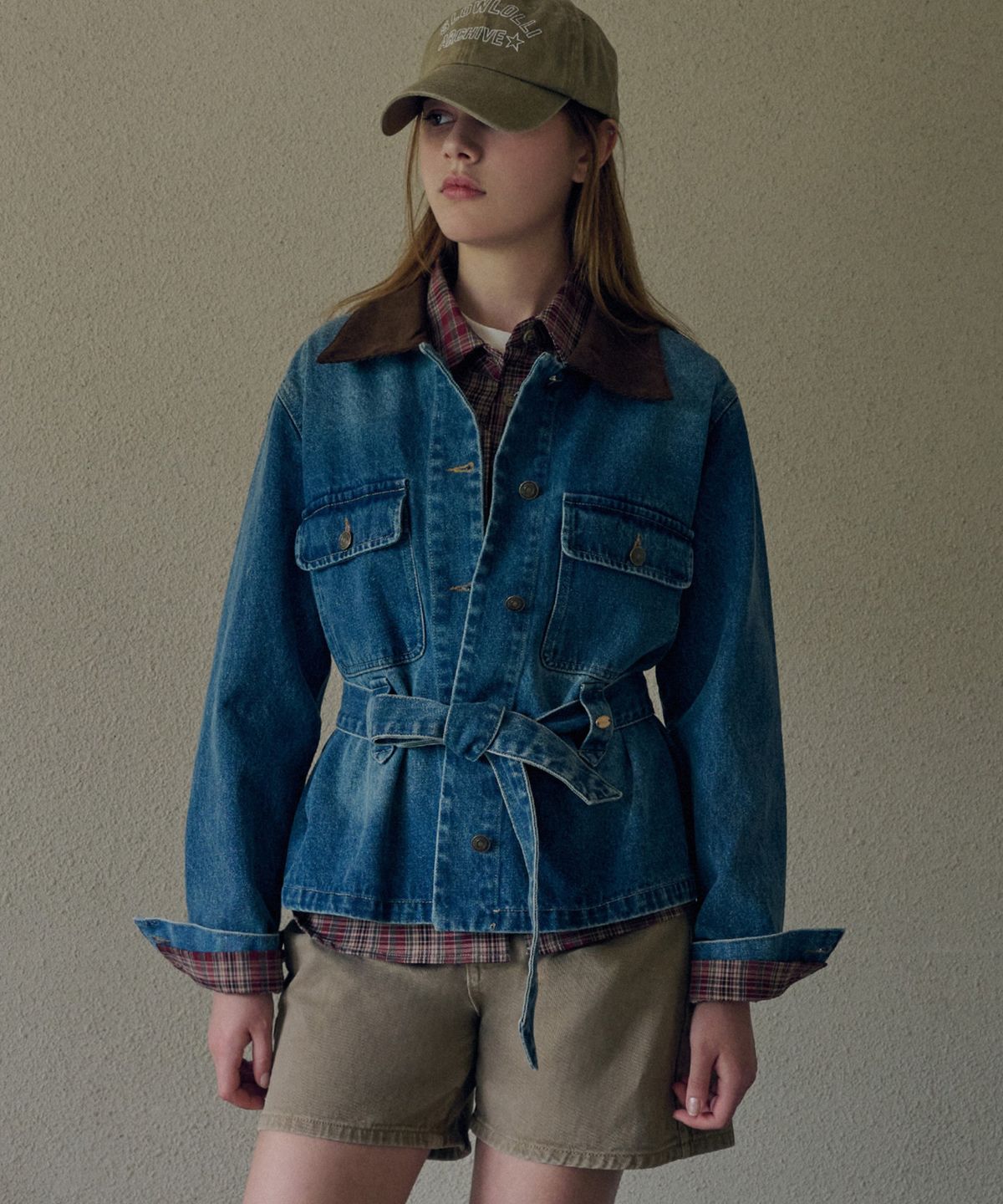 슬로우롤리(SLOWLOLLI) [5차] Belted denim jacket_2 Colors