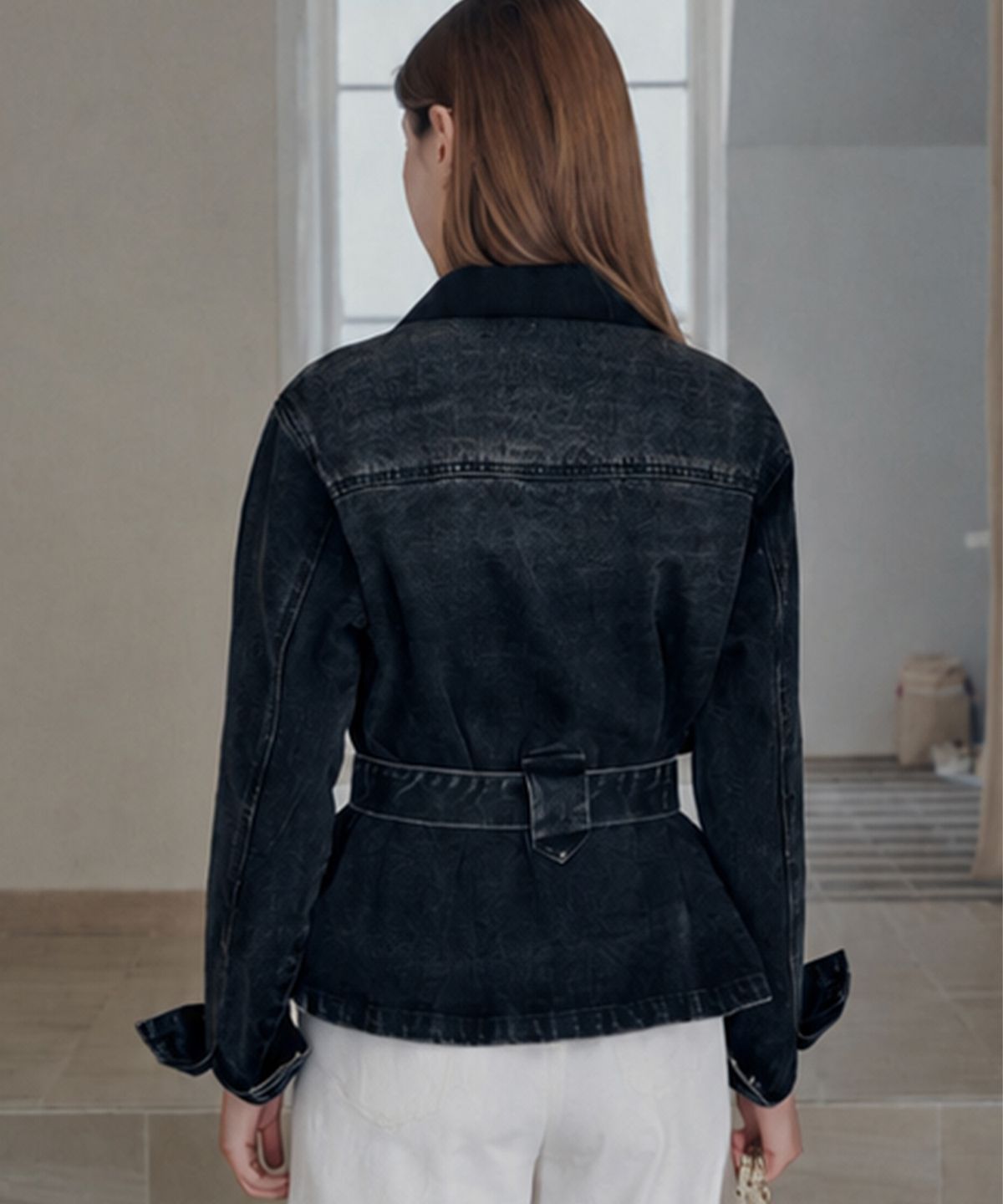 슬로우롤리(SLOWLOLLI) [5차] Belted denim jacket_2 Colors
