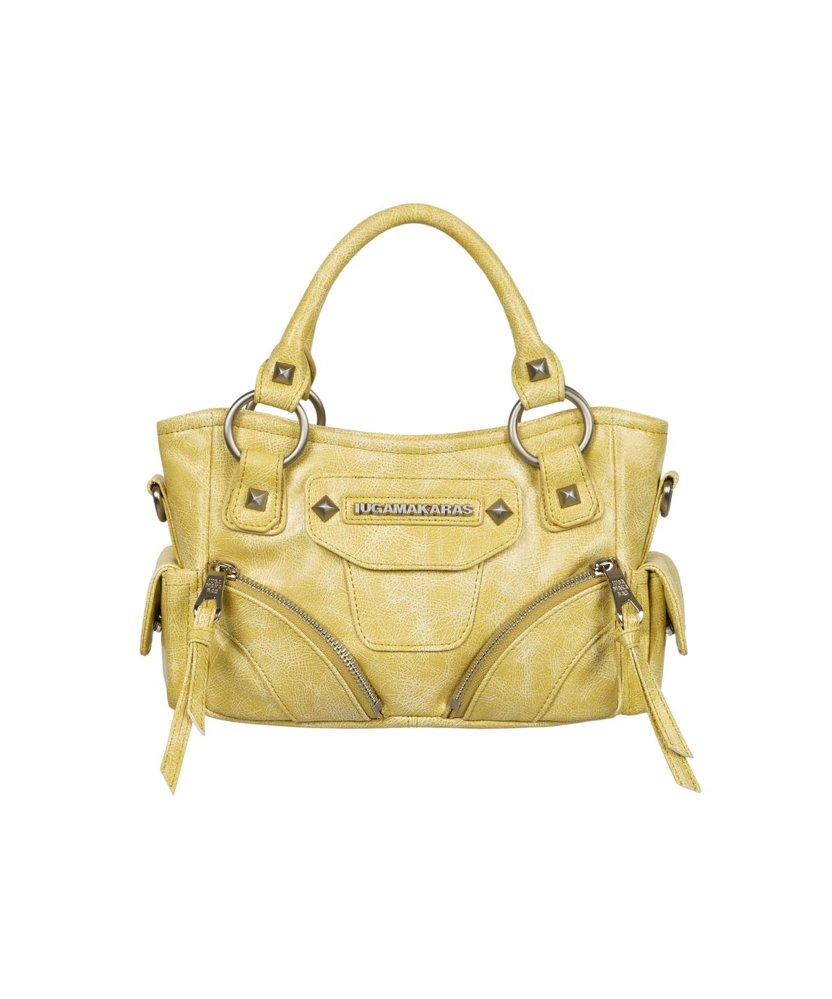 이우가마카라스(IUGAMAKARAS) Studded Leather Micro Shoulder Bag (Yellow)