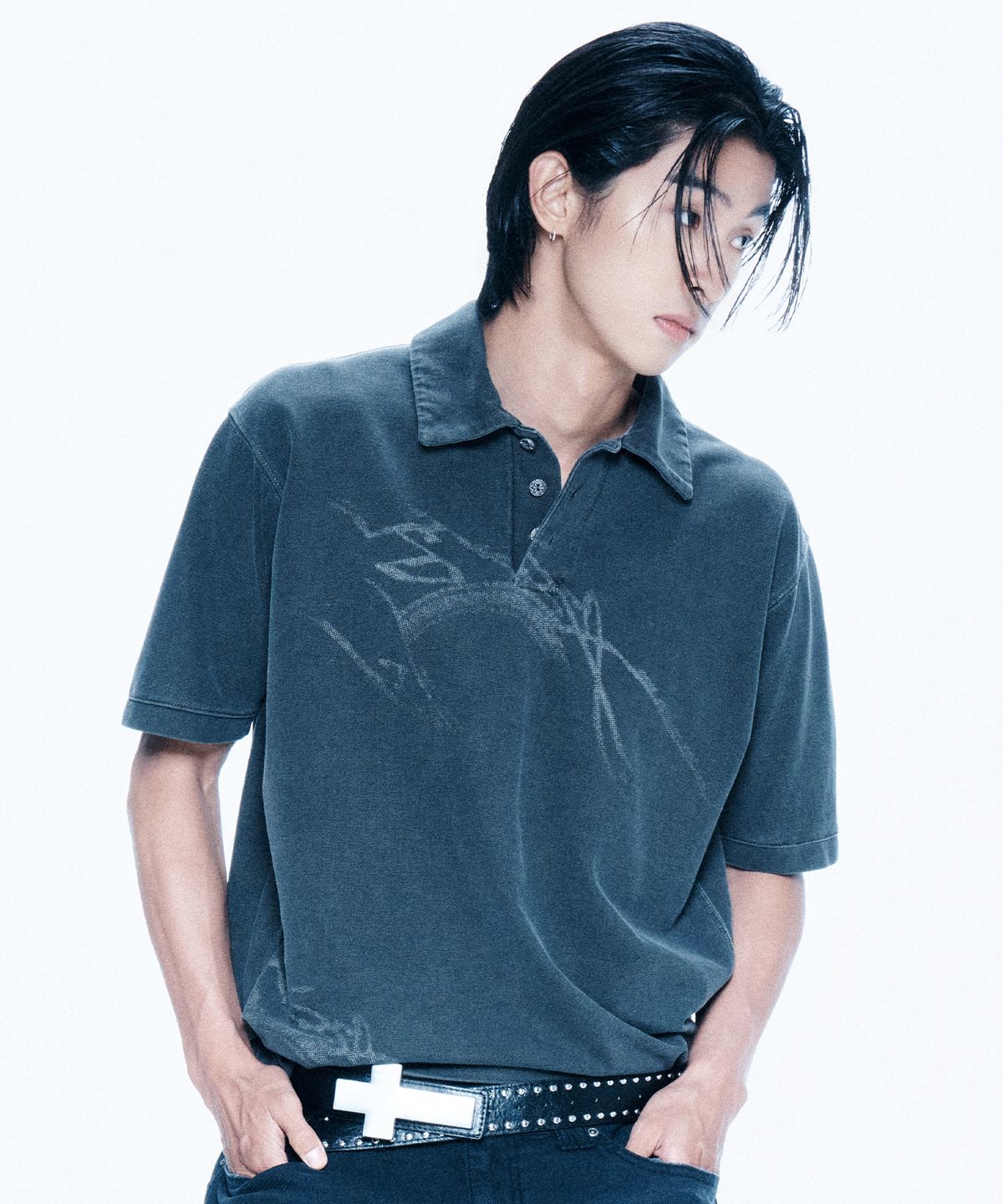 엔드릭스(EDLIX) Crest Washed PK T-Shirts (Charcoal)