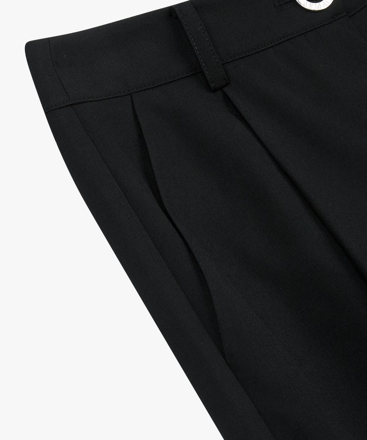 아르마니 익스체인지(ARMANI EXCHANGE) 여성 로고 버튼 디테일 원 턱 팬츠 _블랙_A425341510